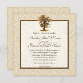 Invitation Autumn Oak Tree Roots Antiquaire Parchemin Mariage (Devant / Derrière)
