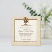 Invitation Autumn Oak Tree Roots Antiquaire Parchemin Mariage (Debout devant)