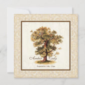 Invitation Autumn Oak Tree Roots Antiquaire Parchemin Mariage (Dos)