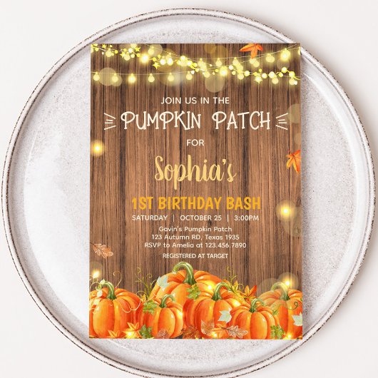 Invitation Autumn Rustic Pumpkin Patch Birthday