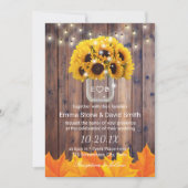 Invitation Autumn Sunflower Jar String lumières Mariage rusti (Devant)