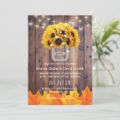 Invitation Autumn Sunflower Jar String lumières Mariage rusti (Debout devant)