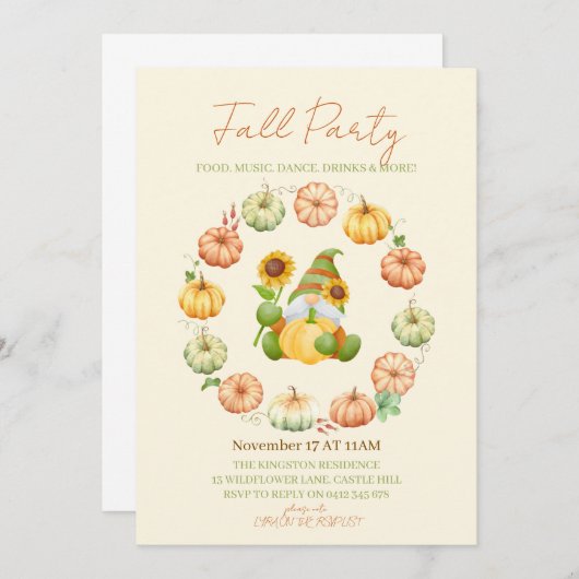 Invitation Autumn Vibes Fall party (Devant / Derrière)