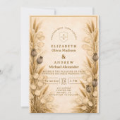 Invitation Autumn Wheat Botanical Wedding (Devant)