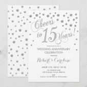 Invitation aux 15 ans de mariage - Argent Blanc (Devant / Derrière)