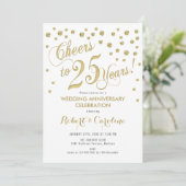 Invitation aux 25 ans de mariage - Or et blanc (Debout devant)