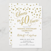 Invitation aux 40 ans de mariage - Or et blanc (Devant / Derrière)
