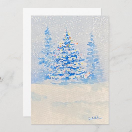 invitation aux arbres de noël enneigé (Devant / Derrière)