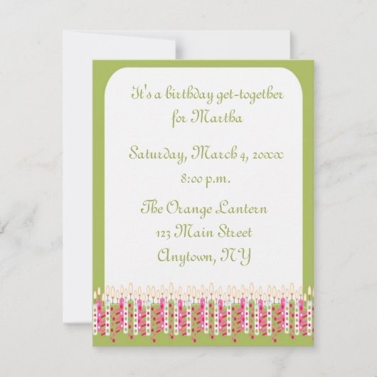 Invitation aux bougies d'anniversaire (Devant)