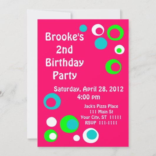 Invitation aux bulles rétro (Dos)