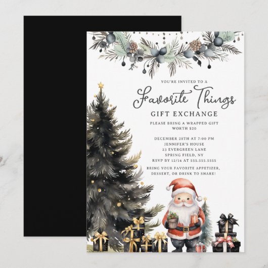 Invitation aux choses préférées du Père Noël moder (Devant / Derrière)