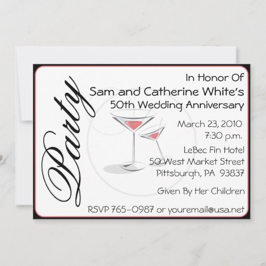 Invitation aux cocktails des 50 ans de mariage (Devant)