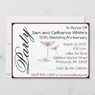Invitation aux cocktails pour les 50 ans de mariag