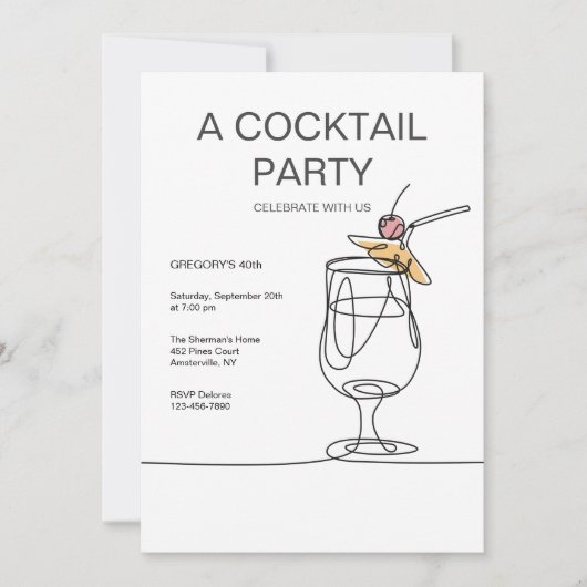 Invitation aux cocktails simples (Devant)