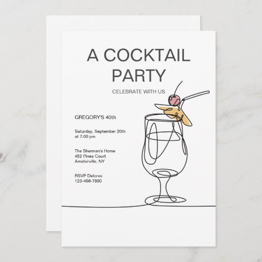 Invitation aux cocktails simples (Devant / Derrière)