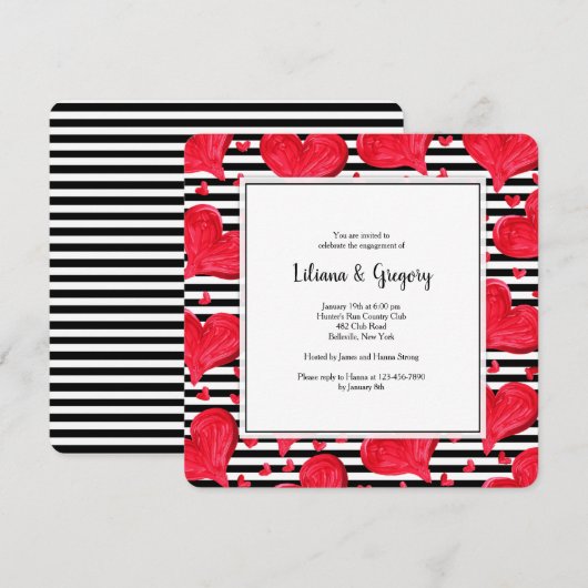 Invitation aux Cœurs Rouges (Devant / Derrière)