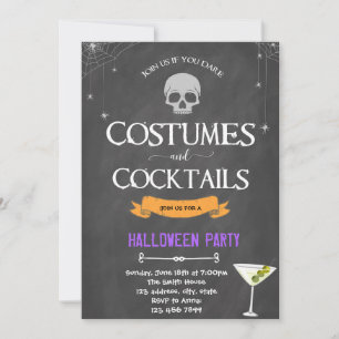 Invitation aux costumes et cocktails d'Halloween