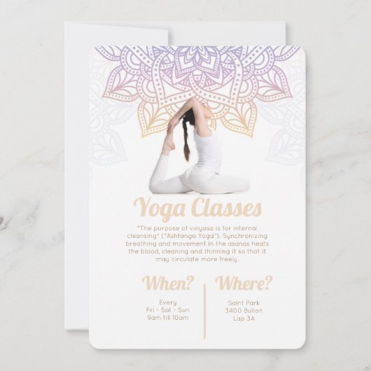 Invitation aux cours de yoga (Devant)