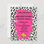 invitation aux douches pour bébés léopard rose sau (Dos)