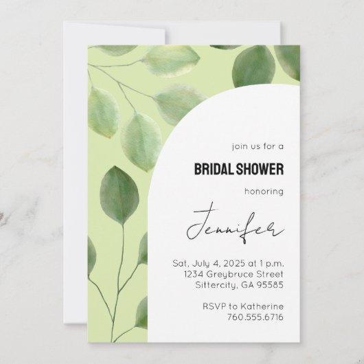 Invitation aux feuilles d'eucalyptus d'un beau ver (Devant)