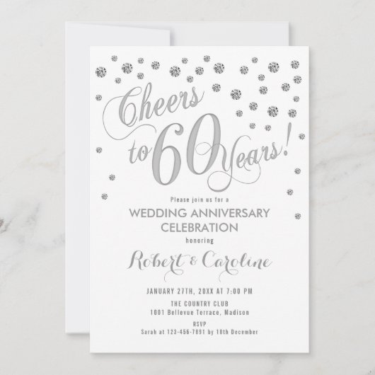Invitation aux noces d'argent - 60 ans de mariage (Devant)