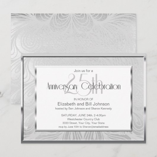 Invitation aux noces d'argent de 25 ans de mariage (Devant / Derrière)