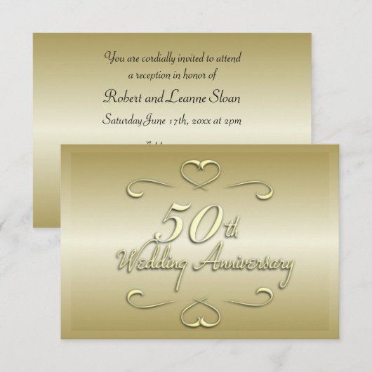 Invitation aux noces d'or de mariage (Devant / Derrière)