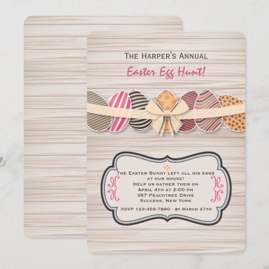 Invitation aux oeufs de Pâques (Devant / Derrière)