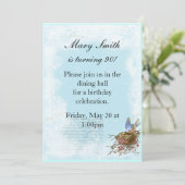 Invitation aux oiseaux bleus Anniversaire ou Anniv (Debout devant)