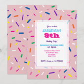 Invitation aux paillettes rose pastel (Devant / Derrière)