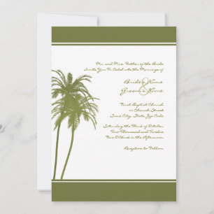 Invitation aux palmiers tropicaux verts et blancs