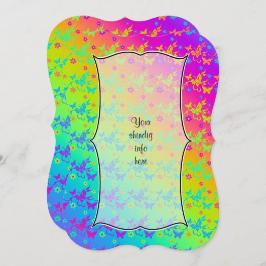 Invitation aux papillons Neon Rainbow (Devant / Derrière)