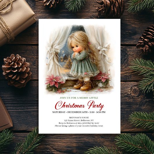 Invitation aux vacances d'hiver Fille mignonne Scè