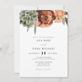 Invitation AVA Bohemian Terracotta Floral Mariage Succulent (Devant)