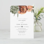 Invitation AVA Bohemian Terracotta Floral Mariage Succulent (Debout devant)