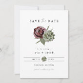 Invitation AVA Burgundy Floral Succulent Desert Enregistrer l (Devant)