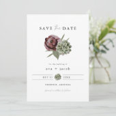 Invitation AVA Burgundy Floral Succulent Desert Enregistrer l (Debout devant)