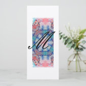 Invitation AVALON Abstrait Monogramme Rose Pâle Bleu Champagn (Debout devant)