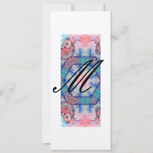 Invitation AVALON Abstrait Monogramme Rose Pâle Bleu Champagn (Devant)