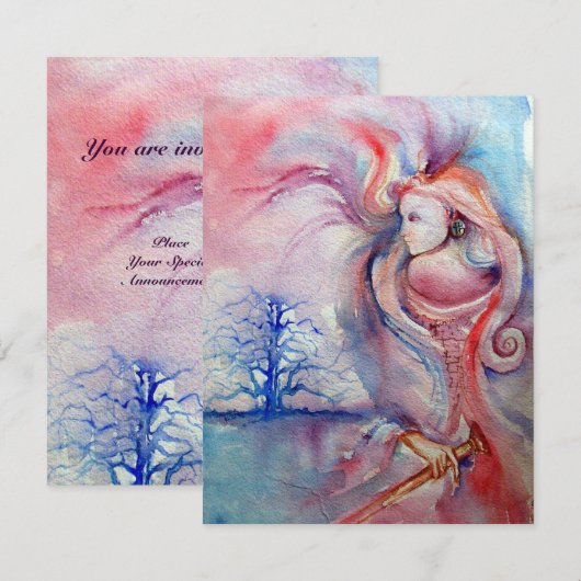 Invitation AVALON, bleu pourpre rose doux (Devant / Derrière)