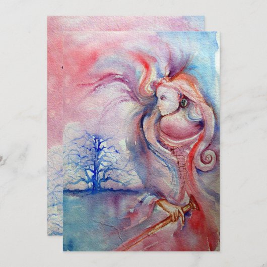 Invitation AVALON, bleu pourpre rose doux (Devant / Derrière)