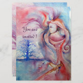 Invitation AVALON, Magie et Mystère douce rose violet bleu (Devant / Derrière)