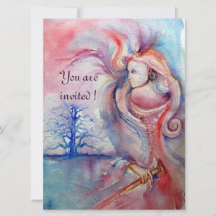 Invitation AVALON, Magie et Mystère douce rose violet bleu