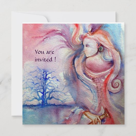 Invitation AVALON Magie et Mystère rose clair bleu blanc (Devant)