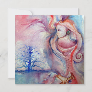 Invitation AVALON Magie et mystère rose douce bleu blanc
