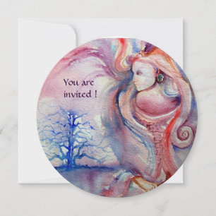 Invitation AVALON Magie et mystère rose douce bleu blanc