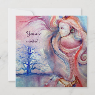 Invitation AVALON, Magie et Mystère rose pâle violet bleu