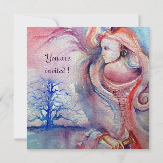 Invitation AVALON, Magie et Mystère rose safran violet bleu (Devant)