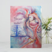 Invitation AVALON, Magie et Mystère rose tendre violet bleu (Debout devant)