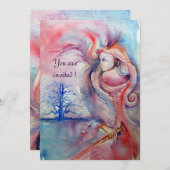 Invitation AVALON, Magie et Mystère rose tendre violet bleu (Devant / Derrière)